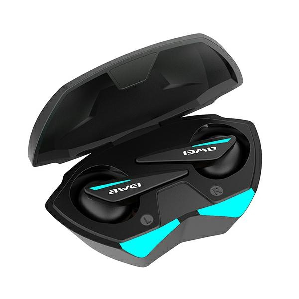 Sluchátka AWEI Bluetooth 5.0 T23 TWS + herní dok černá / černá
