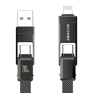 Kabel USB 4in1 Blitzwolf BW-HDC7 USB+C+Blitz 240W 1,2m (schwarz)