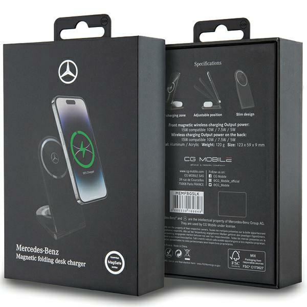 Mercedes składana ład. indukcyjna 2w1 MEMFBGSLK 15W czarny/black Silver Star MagSafe