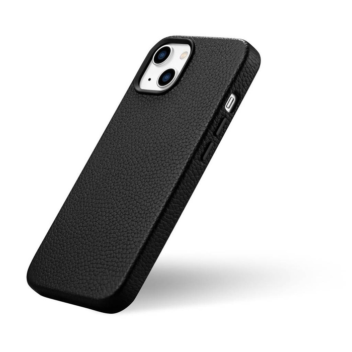 iCarer Litchi Premium Funda de cuero iPhone 14 Funda magnética de cuero con MagSafe Negro (WMI14220709-BK)