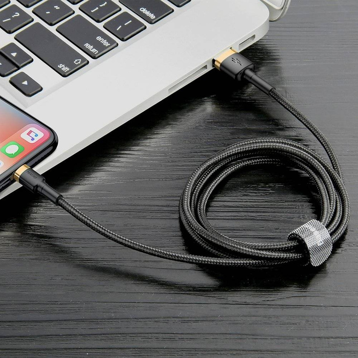 Baseus Cafule Cable durable nylon cord USB / Lightning QC3.0 2A 3M black-gold (CALKLF-RV1)