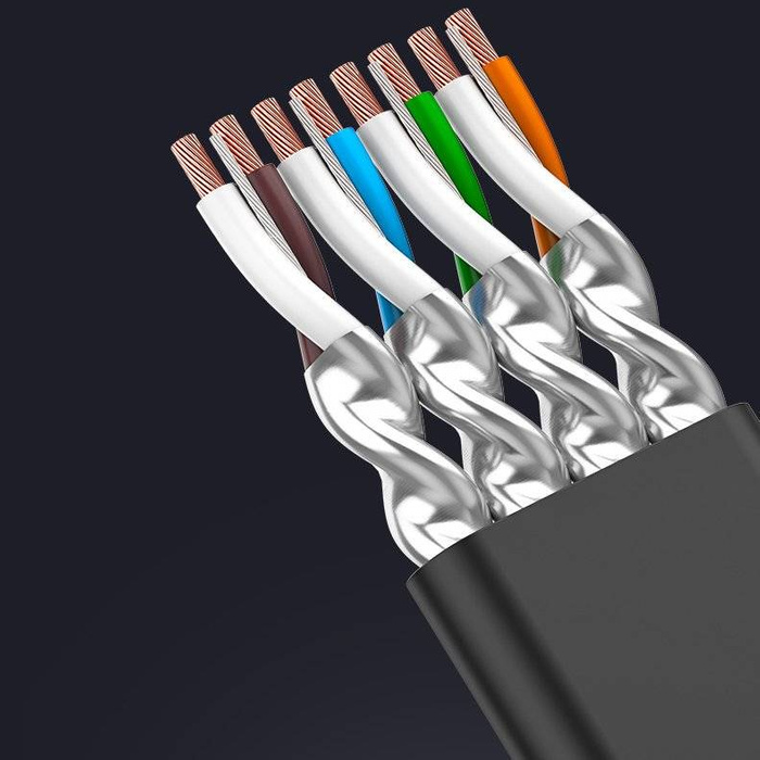 Ugreen plochý kabel Internet Síťový kabel Ethernet Patchcord RJ45 Cat 7 STP LAN 10 Gb/s 3 m černý (NW106 11262)