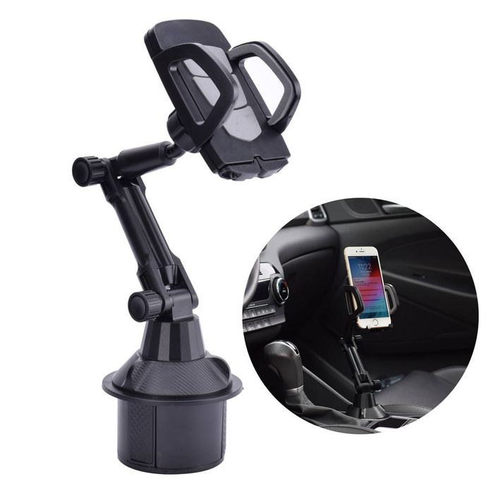 Support voiture smartphone pour porte-gobelet noir