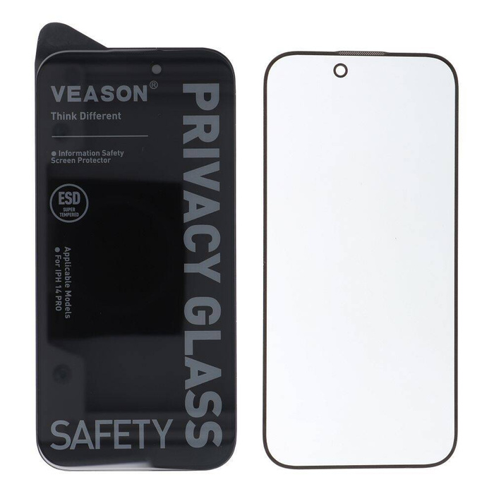 Szkło Hartowane 6D Pro Veason Privacy Glass - do Iphone 15 Pro Max czarny