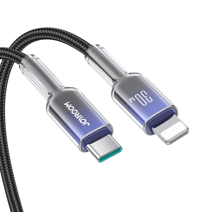 Joyroom S-A42 Crystal-Clear Series 30W USB-C – Lightning Kabel 1,2 m – Schwarz
