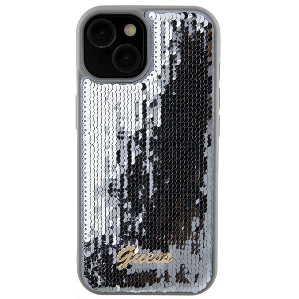Etui Guess GUHCP15SPSFDGSS iPhone 15 6.1" srebrny/silver hardcase Sequin Script Metal Case