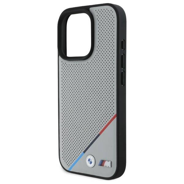Coque BMW iPhone 16 Pro Max 6.9" gris/gris durcase M Perforated Tricolor Line MagSafe