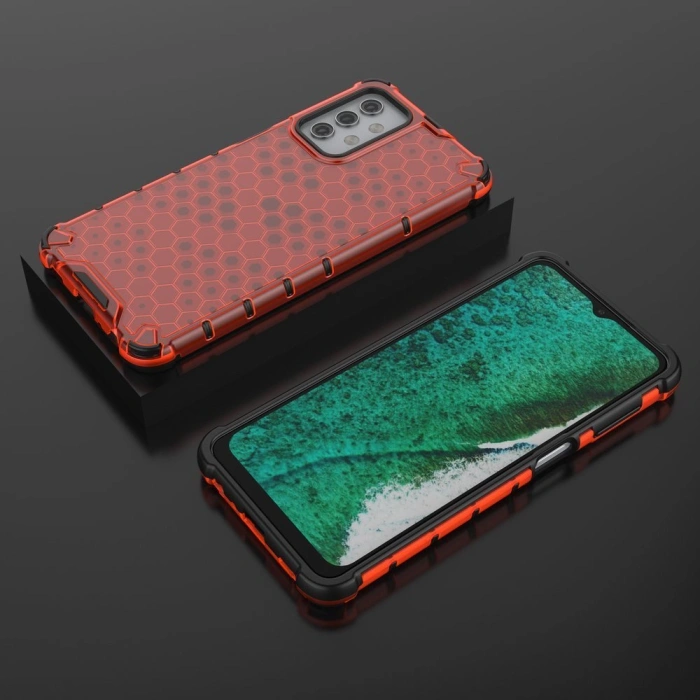 Honeycomb etui pancerny pokrowiec z żelową ramką Samsung Galaxy A32 5G czerwony