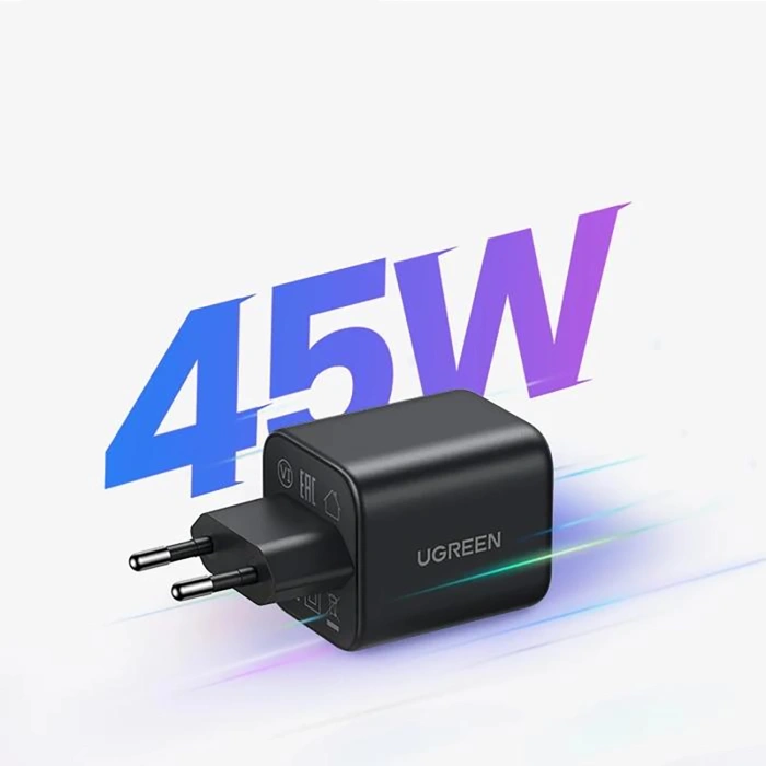 Ładowarka sieciowa Ugreen Nexode N Series X525 45W GaN 1x USB-A 1x USB-C - czarna
