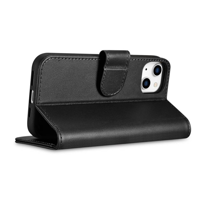 iCarer Wallet Case 2in1 iPhone 14 Flip Leder Anti-RFID Schwarz (WMI14220725-BK)