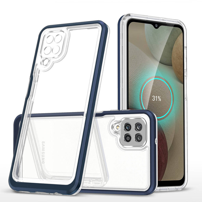 Průhledný gelový kryt 3v1 pouzdro pro Samsung Galaxy A12 5G s modrým rámečkem