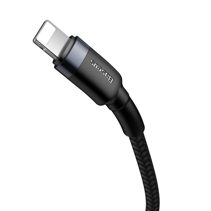 Baseus Cafule Cable durabel Kabel mit Nylon geflochtenes Ladekabel USB Type C PD / Lightning 18W QC3.0 1M schwarz-grau (CATLKLF-G1)