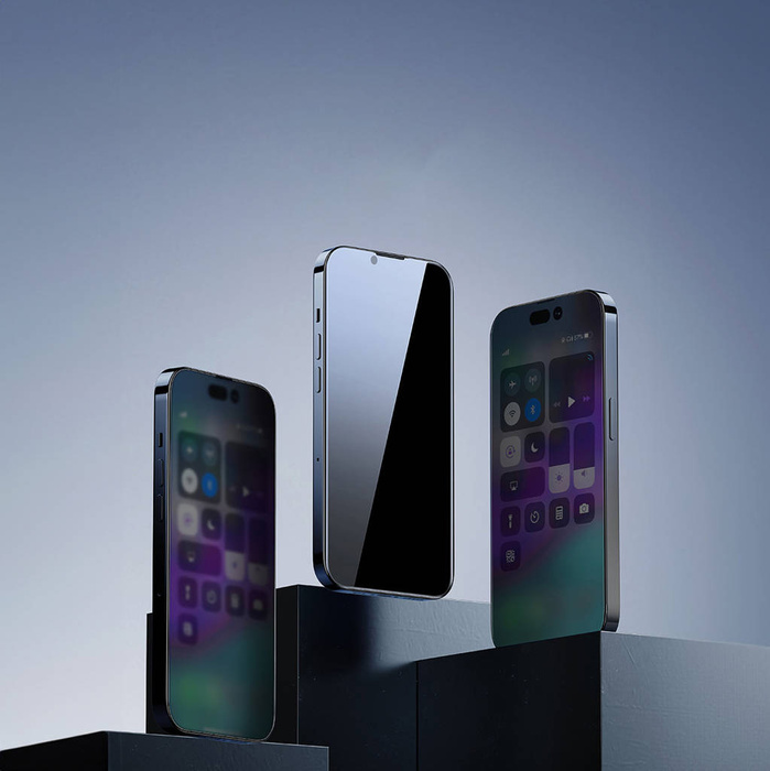 Baseus Privacy Vidrio Templado para iPhone 14 Pro Pantalla Completa 0.4mm Filtro de Privacidad Anti Spy + Kit de Montaje