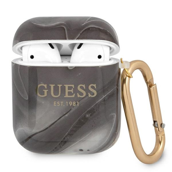 Coque GUESS Apple AirPods Collection Marbre Etui Noir