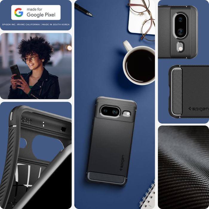 Cover Spigen Rugged Armor Google Pixel 8 MATTE Nero Case