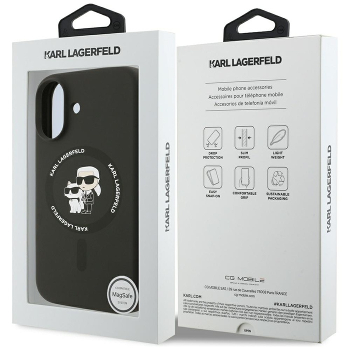 Etui Karl Lagerfeld Silicone             Karl&Choupette Ring MagSafe do iPhone 17 czarny