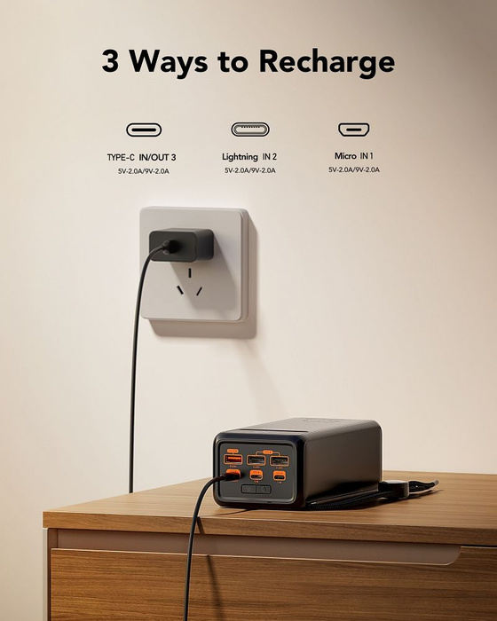 Powerbank Veger Tank Lite (W5001) PD QC3.0 5A 22,5W 50000 mAh czarny