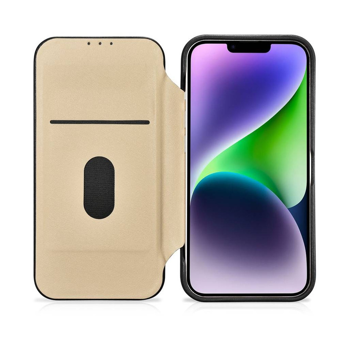 iCarer CE prémiové kožené pouzdro Folio iPhone 14 Flip Magnetic MagSafe Black (WMI14220713-BK)