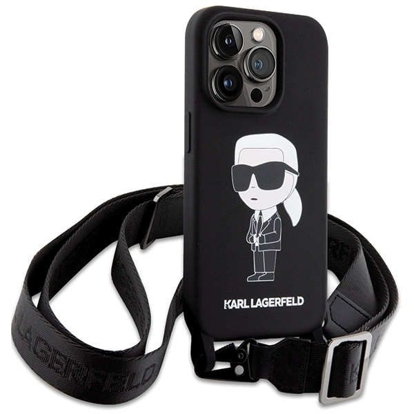 Coque Karl Lagerfeld KLHCP15XSCBSKNK iPhone 15 Pro Max 6.7" hardcase noir/noir Crossbody Silicone Ikonik Case