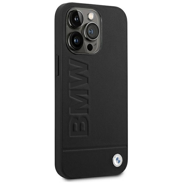 Hülle BMW BMHCP14XSLLBK iPhone 14 Pro Max 6,7" schwarz/schwarz Leder Stempel