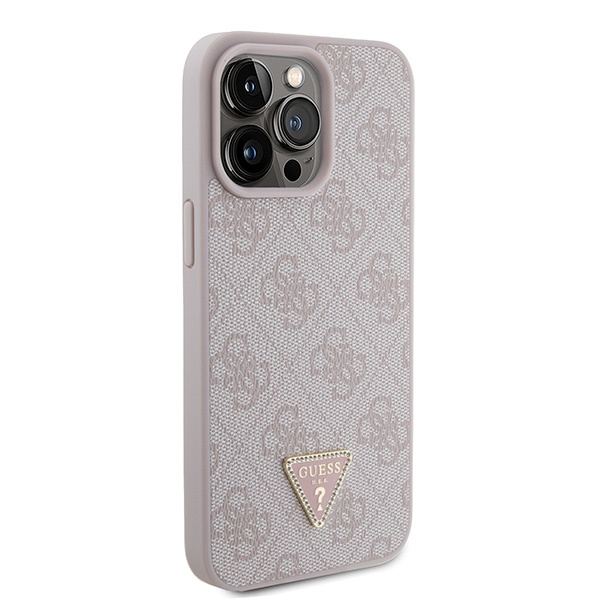 Funda Guess GUHCP15XP4TDPP iPhone 15 Pro Max 6.7" rosa/rosa durocase Piel 4G Diamante Triángulo Case