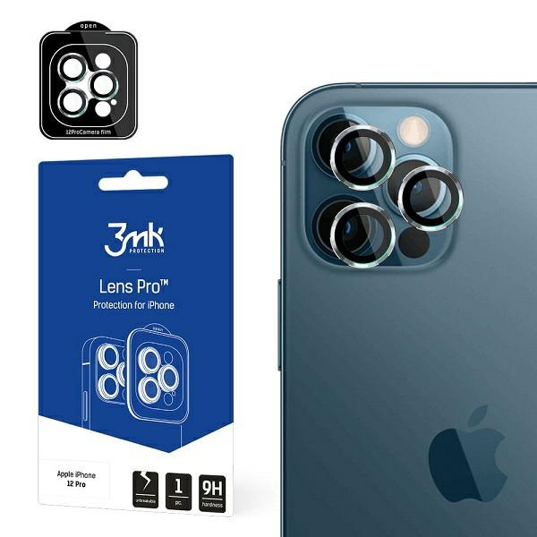 3mk Ochrana objektivu Pro iPhone 12 Pro Ochrana objektivu fotoaparátu s montážním rámečkem 1ks.