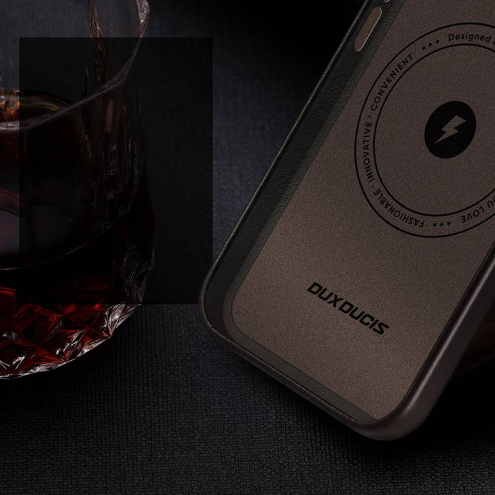 Custodia Dux Ducis Napoli per iPhone 14 cover in pelle (compatibile MagSafe) marrone scuro