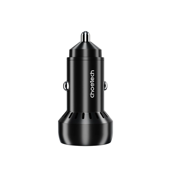 Choetech TC0014 USB-C USB-A PD 60W Autoladegerät mit LED-Hintergrundbeleuchtung – Schwarz