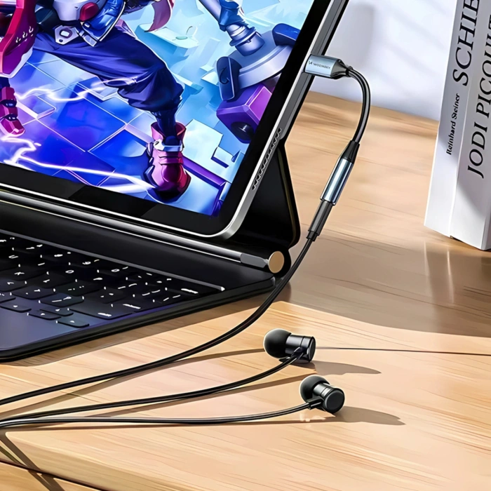 Adapter Wozinsky WACM-01 USB-C - mini jack 3,5mm - czarny