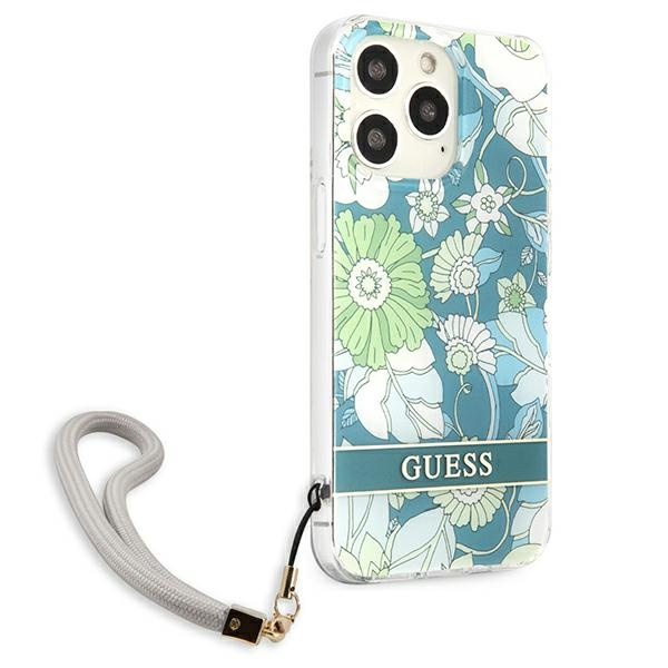 Hülle GUESS Apple iPhone 13 Pro Max Flower Strap Grün Hartcase