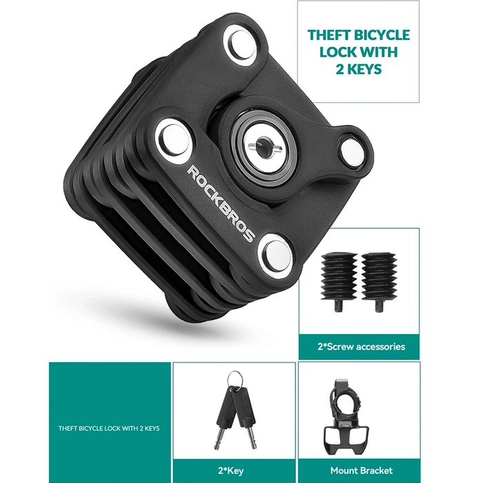 Lucchetto per bicicletta pieghevole Rockbros WD795 - nero