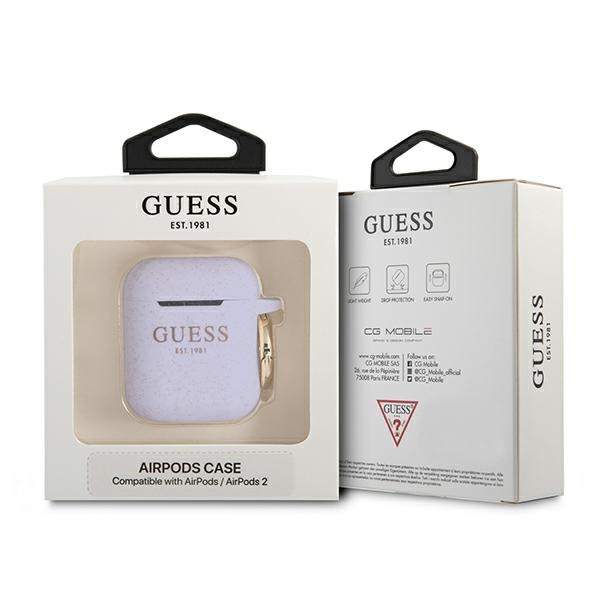 Guess GUA2SGGEU AirPods cover purple / purple Silicone Glitter