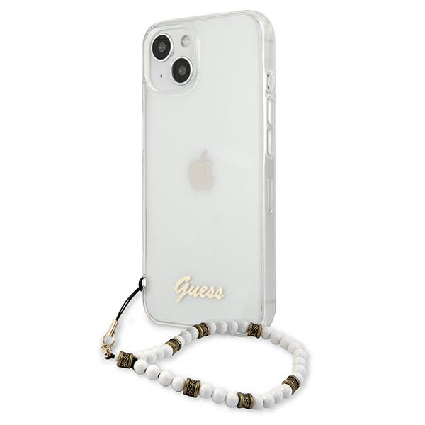 Telefontok GUESS Apple iPhone 13 White Pearl Clear Hardcase