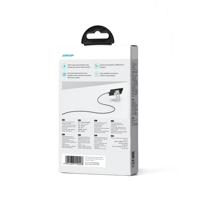 Joyroom Multi-Color Series SA34-AC6 Cavo USB-A / USB-C 100 W Trasferimento rapido 1 m - Nero