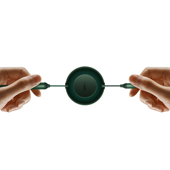 Baseus Cavo retrattile Bright Mirror 2 3in1 USB Tipo A - micro USB + Lightning + USB Tipo C 66W 1,1 m verde (CAMJ010106)