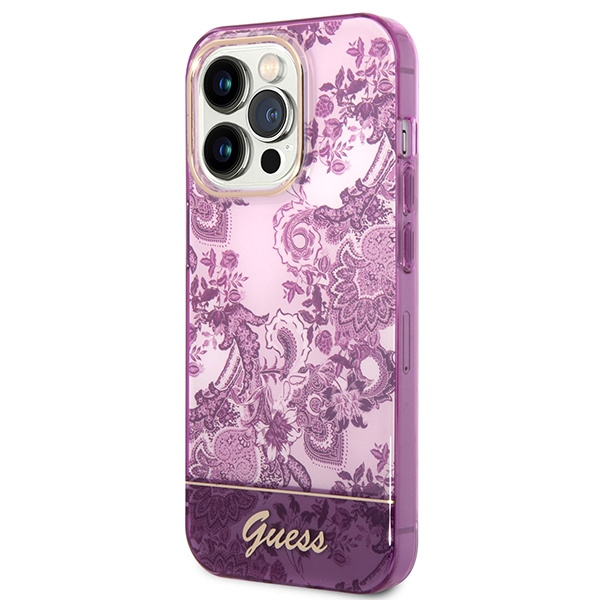 Case Guess iPhone 14 Pro 6.1" fuchsia/fuschia hardcase Porcelain Collection