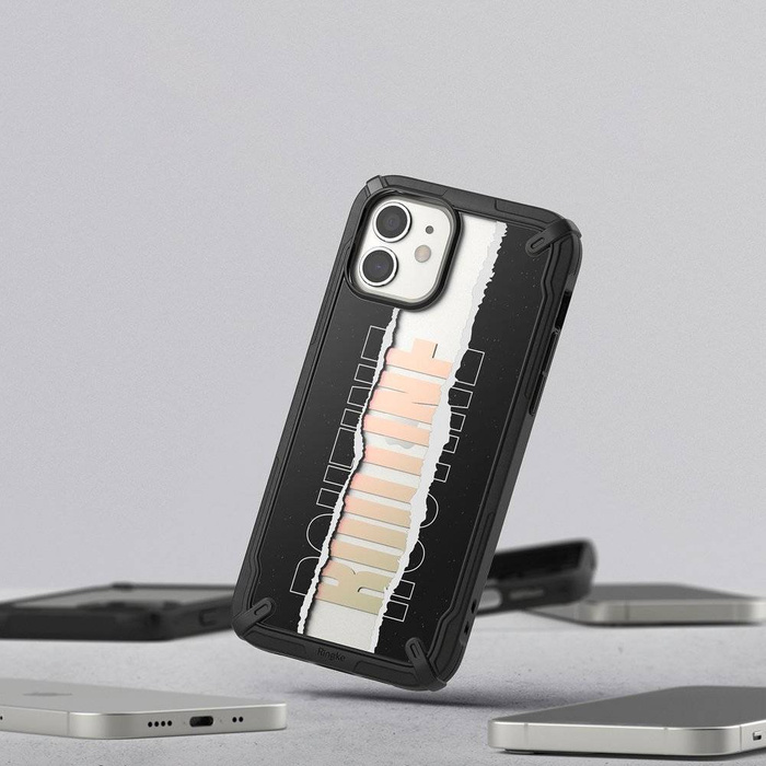 Ringke Fusion X Design cover blindata con cornice per iPhone 12 mini nero (Routine) (XDAP0020)