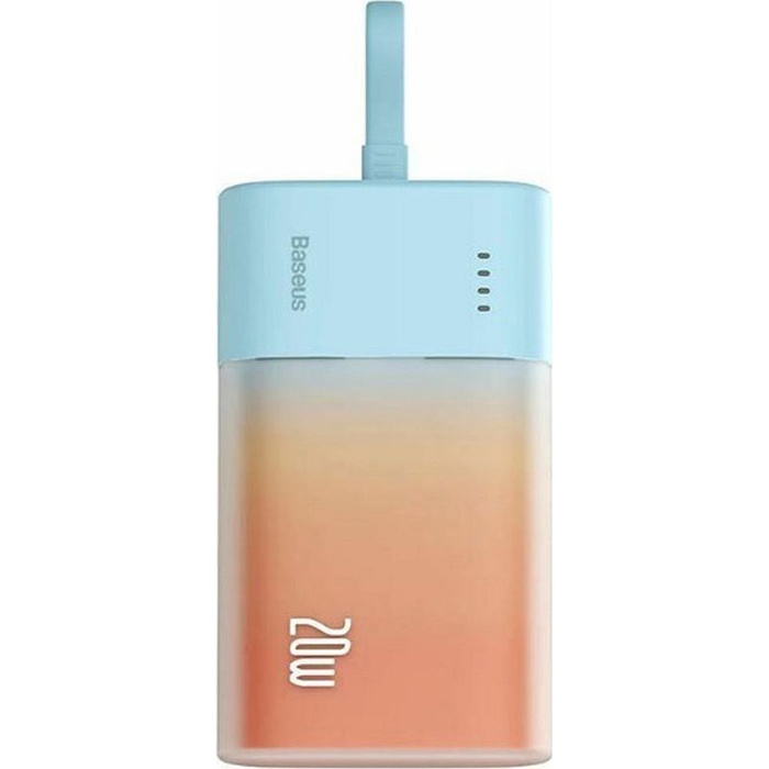 Powerbank BASEUS 5200 mAh z wbudowanym kablem Lightning + kabel Typ C do Typ C PD QC 2,4A 20W PPKDC05I niebiesko pomarańczowy