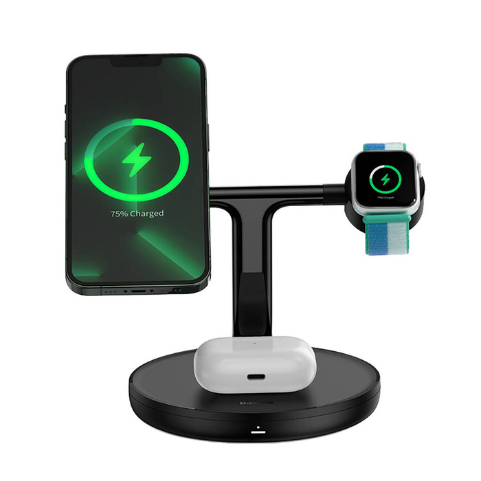 Baseus Swan stojanová magnetická nabíječka 3v1 s kabelem USB typu C 1m černý (WXTE000101)
