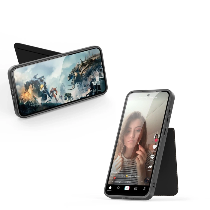 Dux Ducis Rafi II Case for Samsung Galaxy S25+ with Stand and Wallet - Black