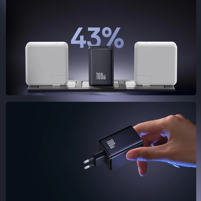 Ładowarka sieciowa Baseus EnerFill FE11 100W 2 x USB-C + USB-A - czarna