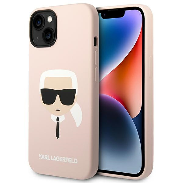 Case KARL LAGERFELD Apple iPhone 14 Silicone Karl`s Head MagSafe Bright Pink Hardcase