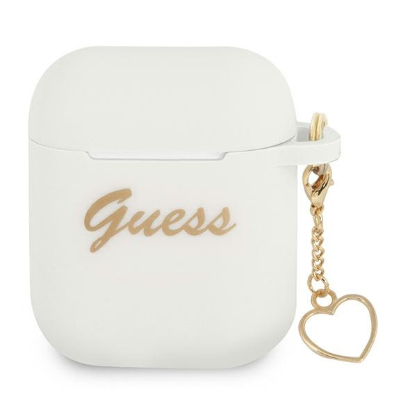 Guess GUA2LSCHSH AirPods Cover weiß / weiß Silicone Charm Collection