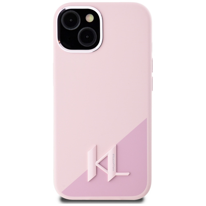 Etui Karl Lagerfeld Silicone Shadow       Metal Initial MagSafe do iPhone 15 różowy