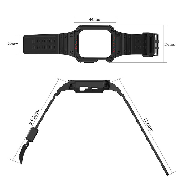 Protect Strap Band Band mit Etui für Uhr 7/6/5/4/3/2 / SE (45/44 / 42mm) Gehäuse Gepanzerte Uhrenabdeckung Weiß
