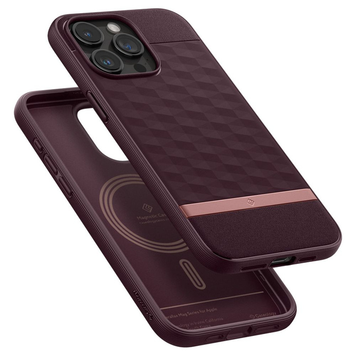 Coque iPhone 15 Pro Max Caseology Parallax Mag MagSafe Burgundy Case