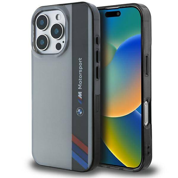 Funda BMW iPhone 16 Pro Max 6.9" gris/gris durocase Motosport IML Vertical Stripe