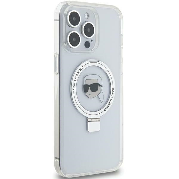Hülle Karl Lagerfeld KLHMP15XHMRSKHH iPhone 15 Pro Max 6.7" weiß/weiß hartcase Ring Stand Karl Head MagSafe Case