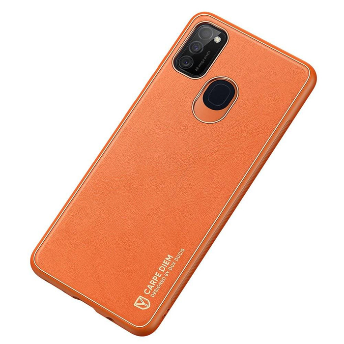 Dux Ducis Yolo elegante cover realizzata in pelle ecologica per Samsung Galaxy M30s arancione