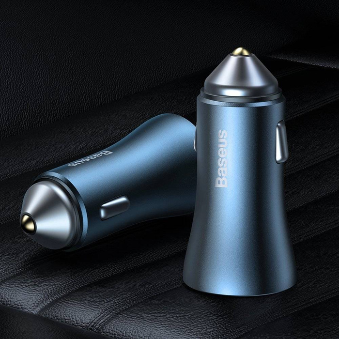 Baseus Golden Contactor Pro quick car charger USB Type C / USB 40 W Power Delivery 3.0 Quick Charge 4+ SCP FCP AFC + USB Typ C - Lightning cable blue (TZCCJD-03)